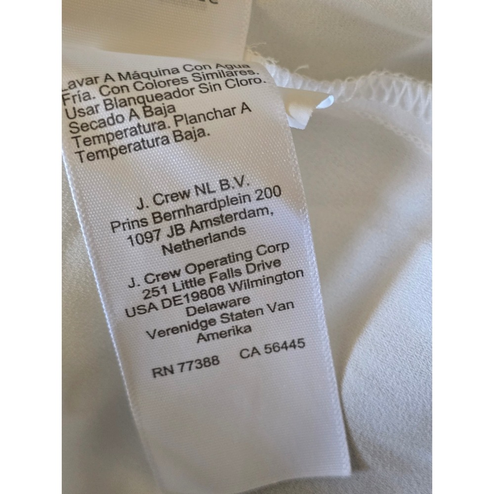 J.Crew Womens Ruffle Neck Tie Blouse Ivory White Black Velvet Trim size M sheer - Picture 6 of 9